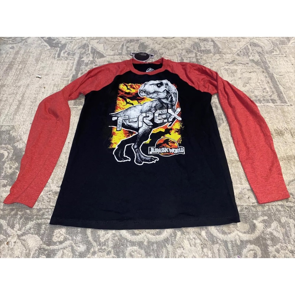 New Jurassic Park World TRex Dinosaur Long Sleeve Shirt Big Boys Sz Large 14/16